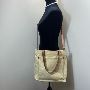 Madewell Cream Shoulder Bag with Brown Straps